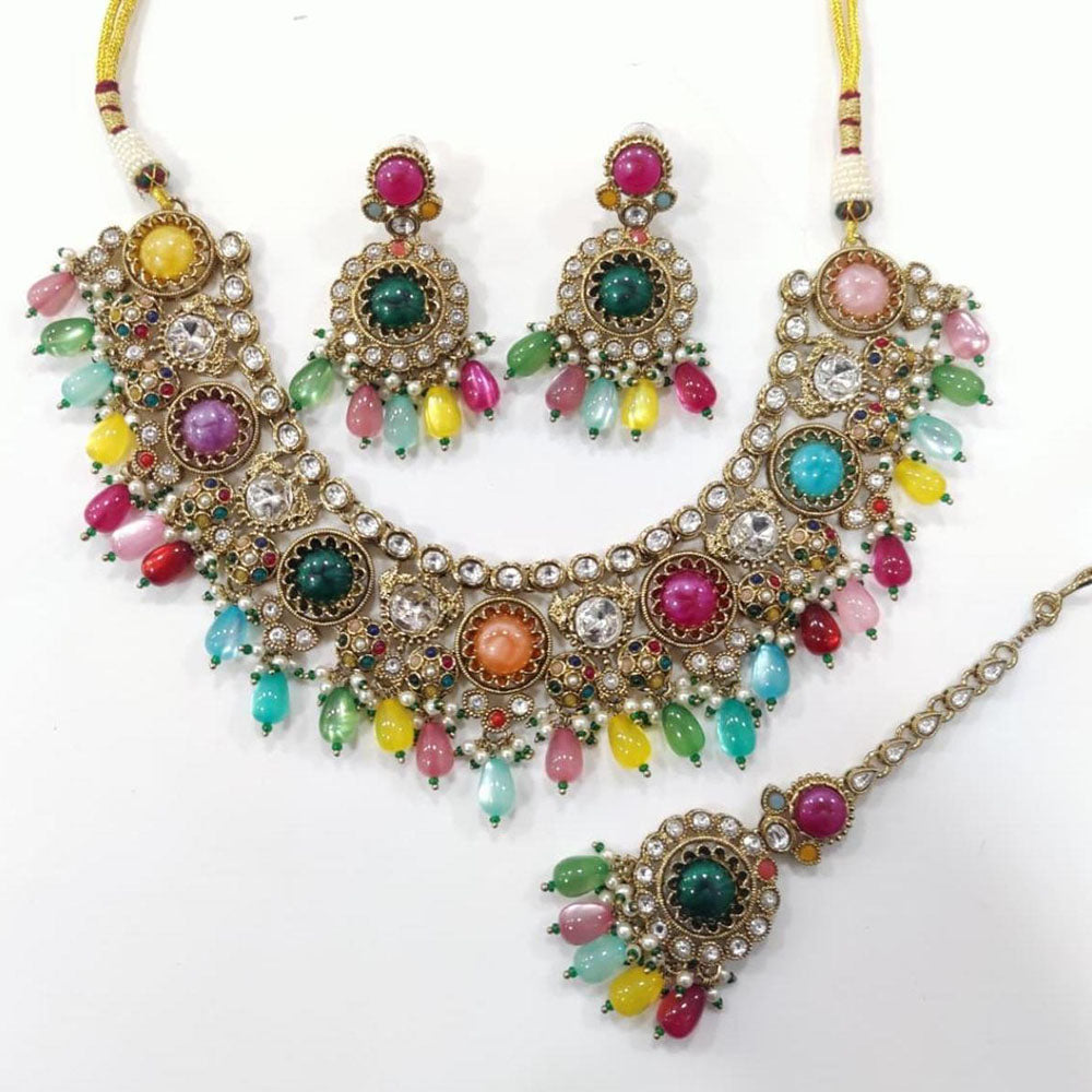 Manisha Jewellery Designer Pota Stone And Beads Necklace Set