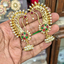Manisha Jewellery Designer Earcuff Jhumki Earrings With Sparkling Pota Stone And Pearl