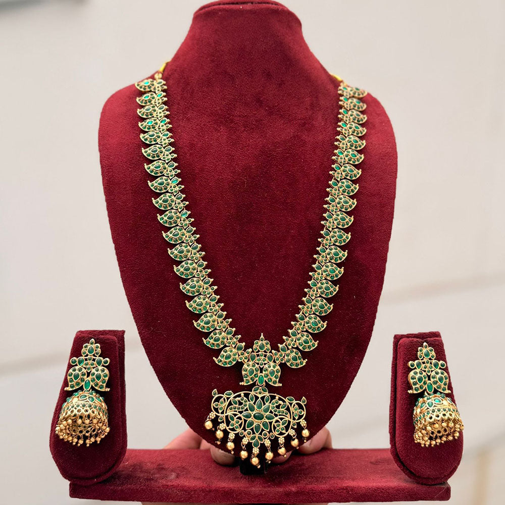 Manisha Jewellery Premium Pota Stone And Pearl Long Necklace Set