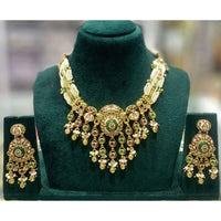 Manisha Jewellery Premium Pota Stone And Pearl Choker Necklace Set