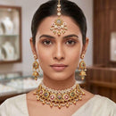 Manisha Jewellery Premium Pota Stone And Pearl Choker Necklace Set