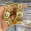 Manisha Jewellery  Pota Stone And Pearl Meenakari Openable Bangles Set