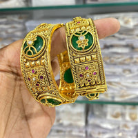 Manisha Jewellery Gold Plated Pota Stone Openable Bangles Set