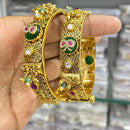 Manisha Jewellery Gold Plated Pota Stone Openable Bangles Set