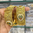 Manisha Jewellery Gold Plated Pota Stone And Pearl Openable Bangles Set