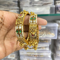 Manisha Jewellery Gold Plated Pota Stone Bangles Set