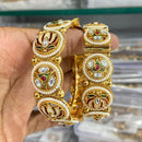 Manisha Jewellery  Pota Stone And Pearl Meenakari Openable Bangles Set