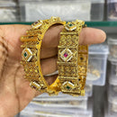 Manisha Jewellery Gold Plated Pota Stone And Pearl Openable Bangles Set