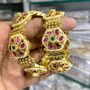 Manisha Jewellery Gold Plated Pota Stone And Pearl Openable Bangles Set
