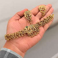 Manisha Jewellery Statement Pota Stone And Pearl Elephant Design Choker Necklace Set