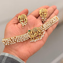 Manisha Jewellery Statement Pota Stone And Pearl Elephant Design Choker Necklace Set