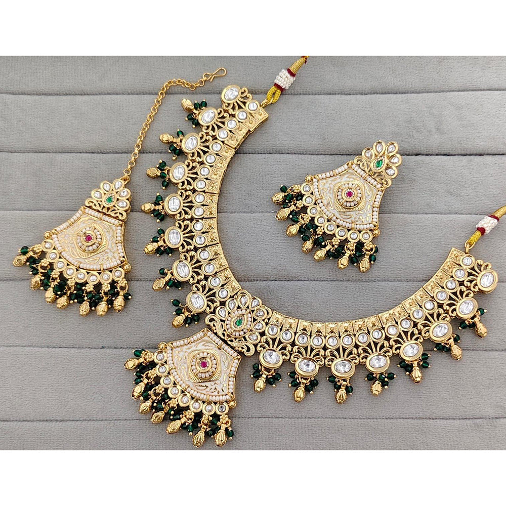 Manisha Jewellery Royal Pota Stone And Pearl Meenakari Necklace Set
