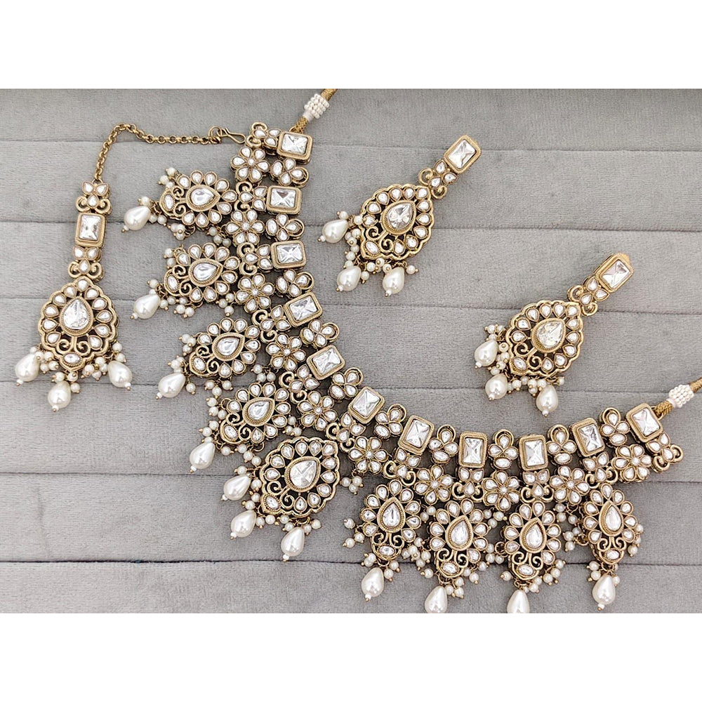 Manisha Jewellery  Royal Pota Stone And Pearl Necklace Set