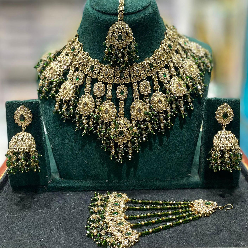 Manisha Jewellery Sparkling Crystal Necklace And Pearl Necklace Set