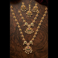 Manisha Jewellery Luxury Pota Stone And Austrian Pearl Double Necklace Set