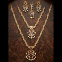 Manisha Jewellery Luxury Pota Stone And Austrian Pearl Double Necklace Set