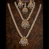 Manisha Jewellery Luxury Pota Stone And Austrian Pearl Double Necklace Set