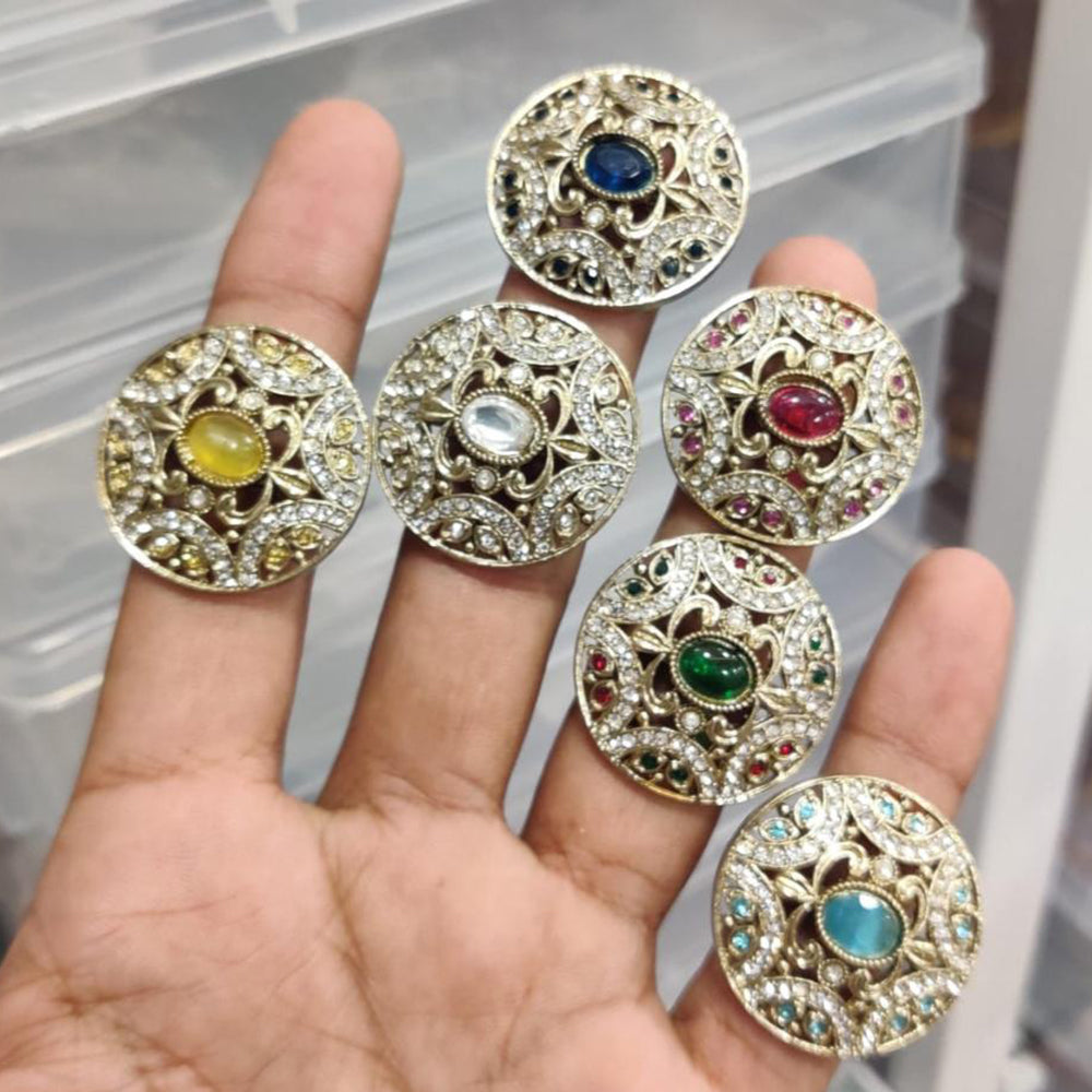 Manisha Jewellery Pota Stone And Austrian Stone Statement Ring for Women