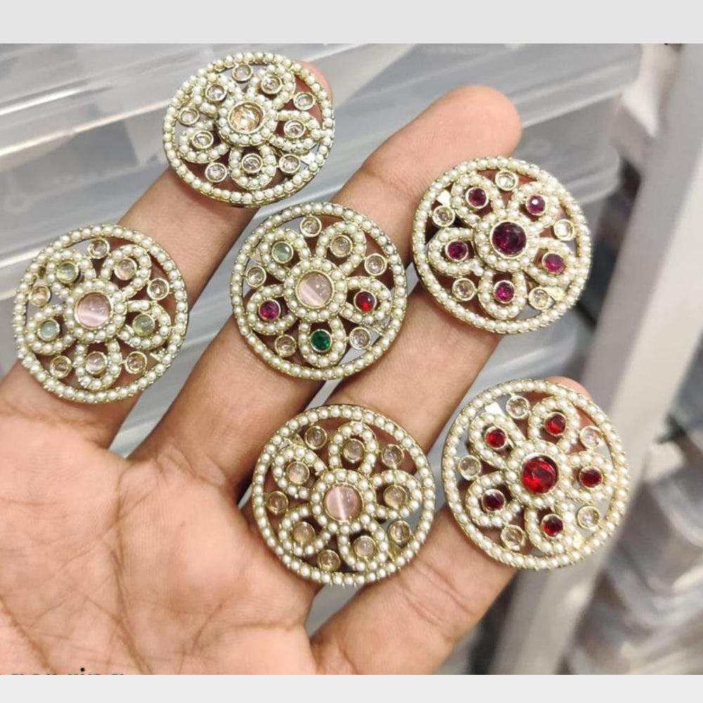 Manisha Jewellery Floral Pota Stone And Pearl Statement Ring for Women