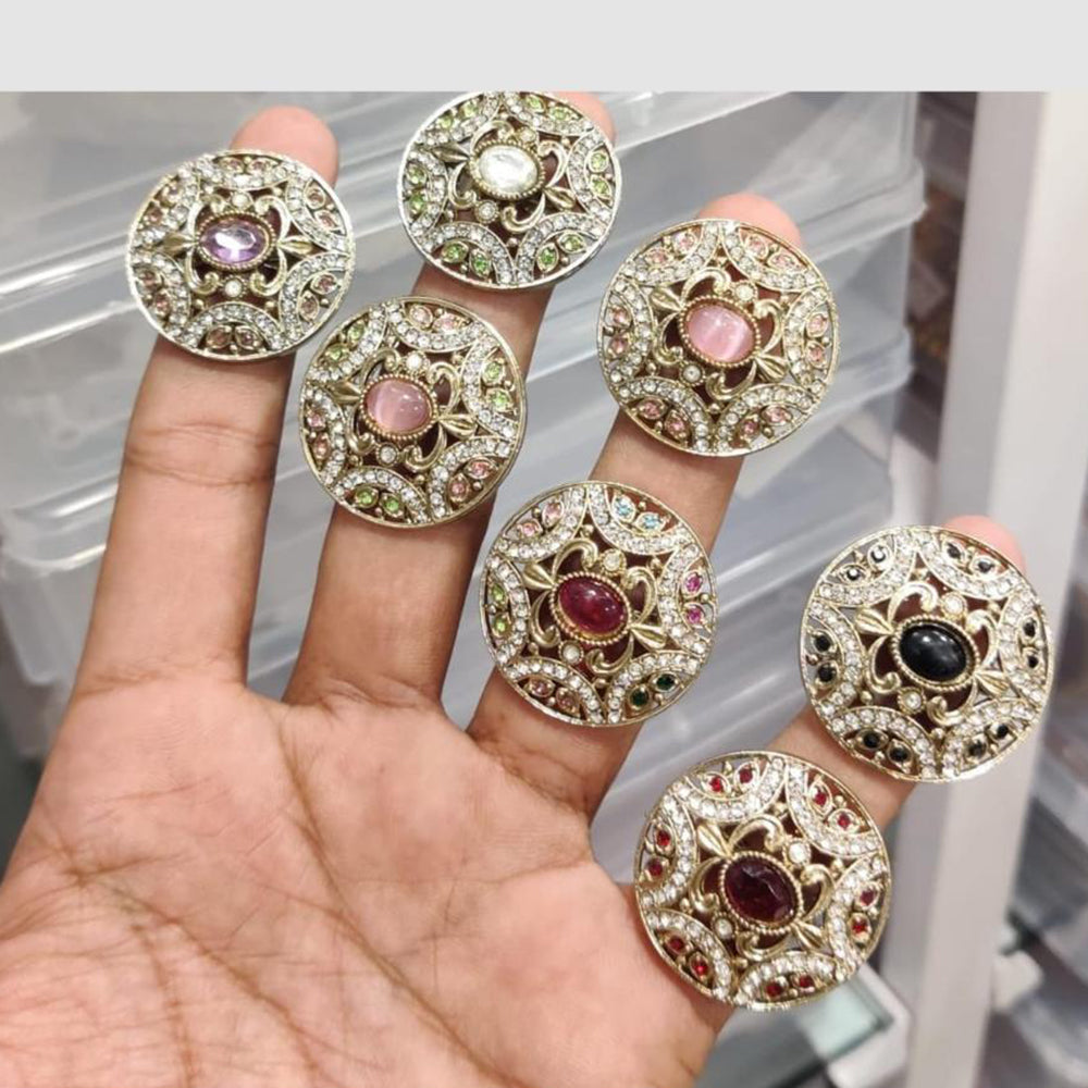 Manisha Jewellery Pota Stone And Austrian Stone Statement Ring for Women