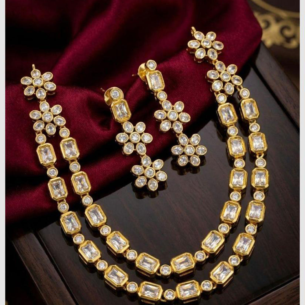 Manisha Jewellery Gold Plated Crystal Stone Double Necklace Set