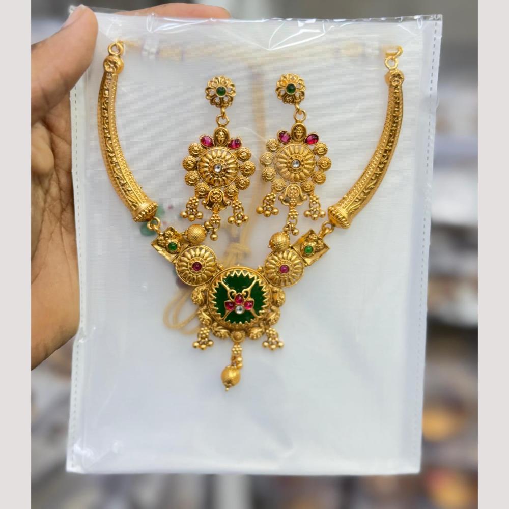 Manisha Jewellery Elegant Pota Stone And Pearl Necklace Set