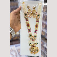 Manisha Jewellery Elegant Pota Stone And Pearl Meenakari Long Necklace Set
