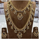 Manisha Jewellery Luxury  Pota Stone & Austrian Stone Pearl Double Necklace Set