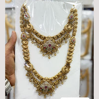 Manisha Jewellery Luxury  Pota Stone & Austrian Stone Pearl Double Necklace Set