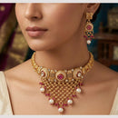 Manisha Jewellery Premium Pota Stone And Pearl Choker Necklace Set