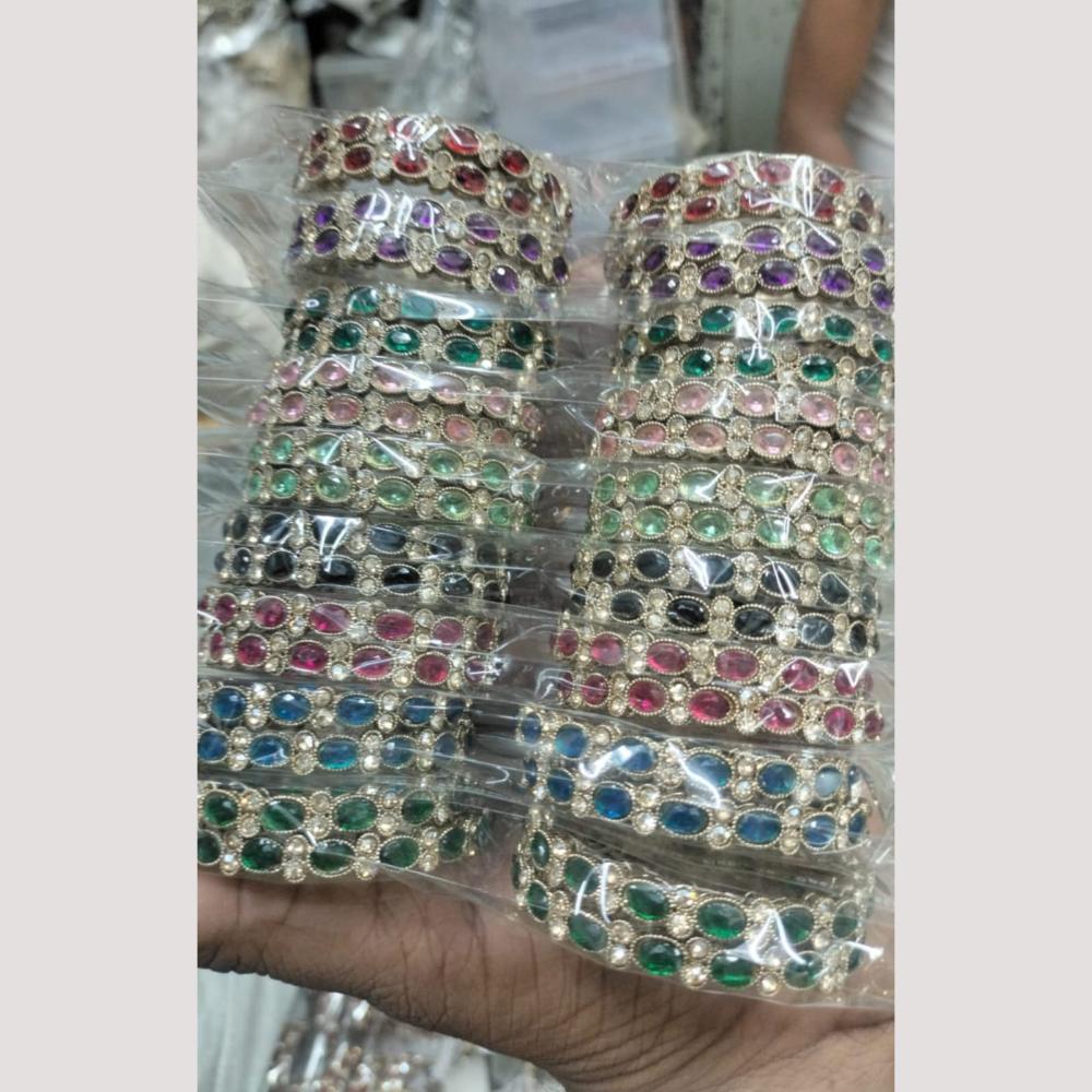Manisha Jewellery  Pota Stone And Austrian Stone Bangles Set