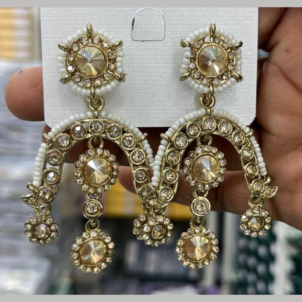 Manisha Jewellery Designer Crystal Stone And Pearl Danglers Earrings