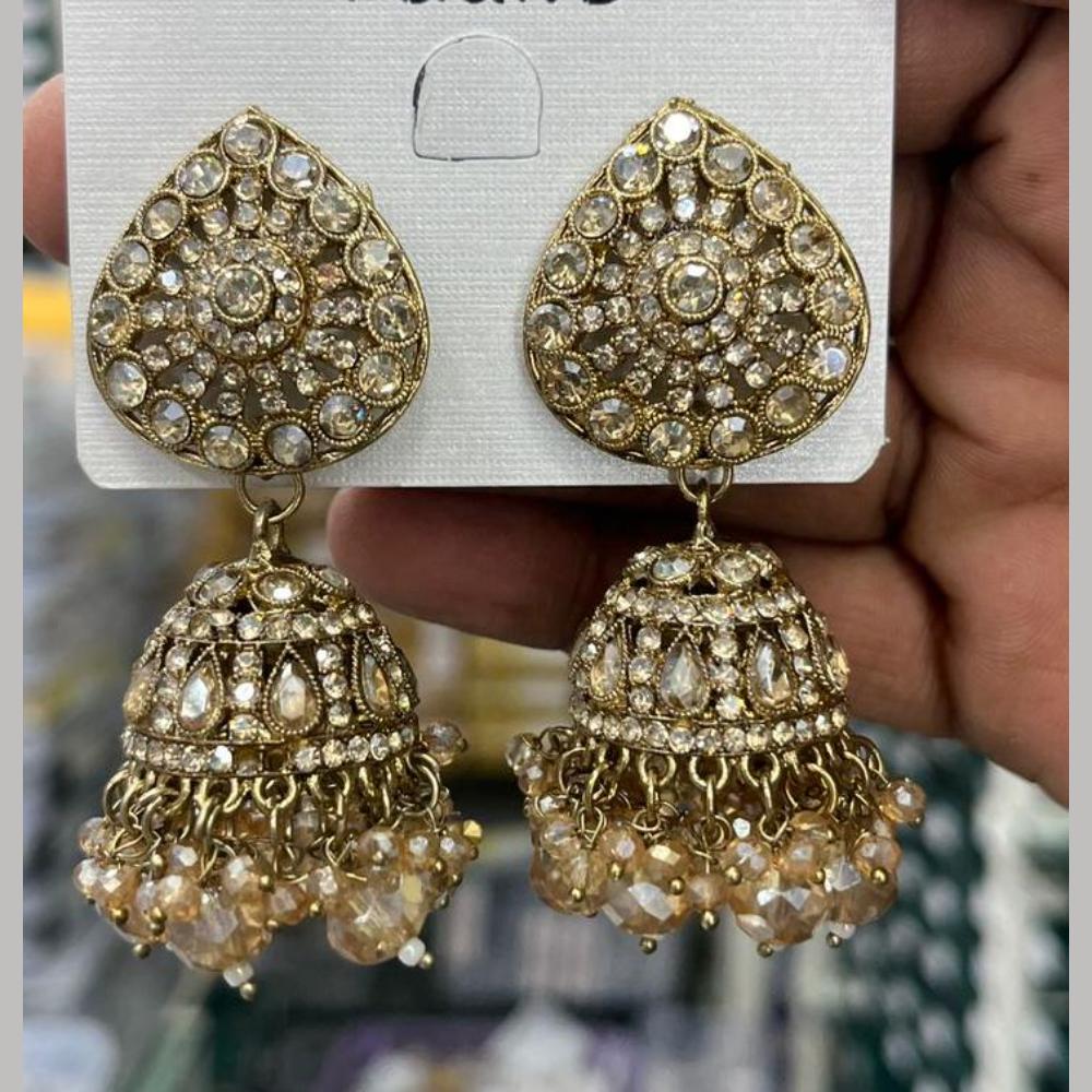 Manisha Jewellery Designer Crystal Stone And Pearl Jhumki Earrings
