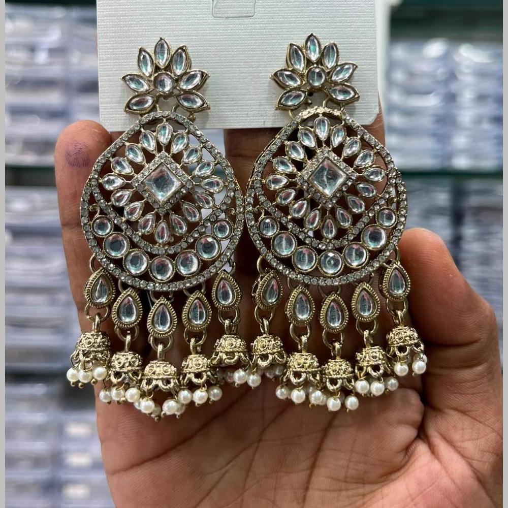 Manisha Jewellery Designer Kundan Stone And Pearl Jhumki Earrings