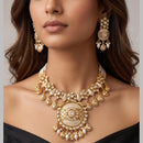 Manisha Jewellery Premium Pota Stone And Pearl Meenakari Necklace Set
