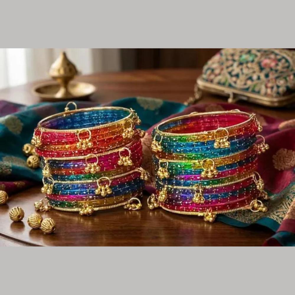 Manisha Jewellery Ethnic Raindrop Kashmiri Style Glass Bangles Set