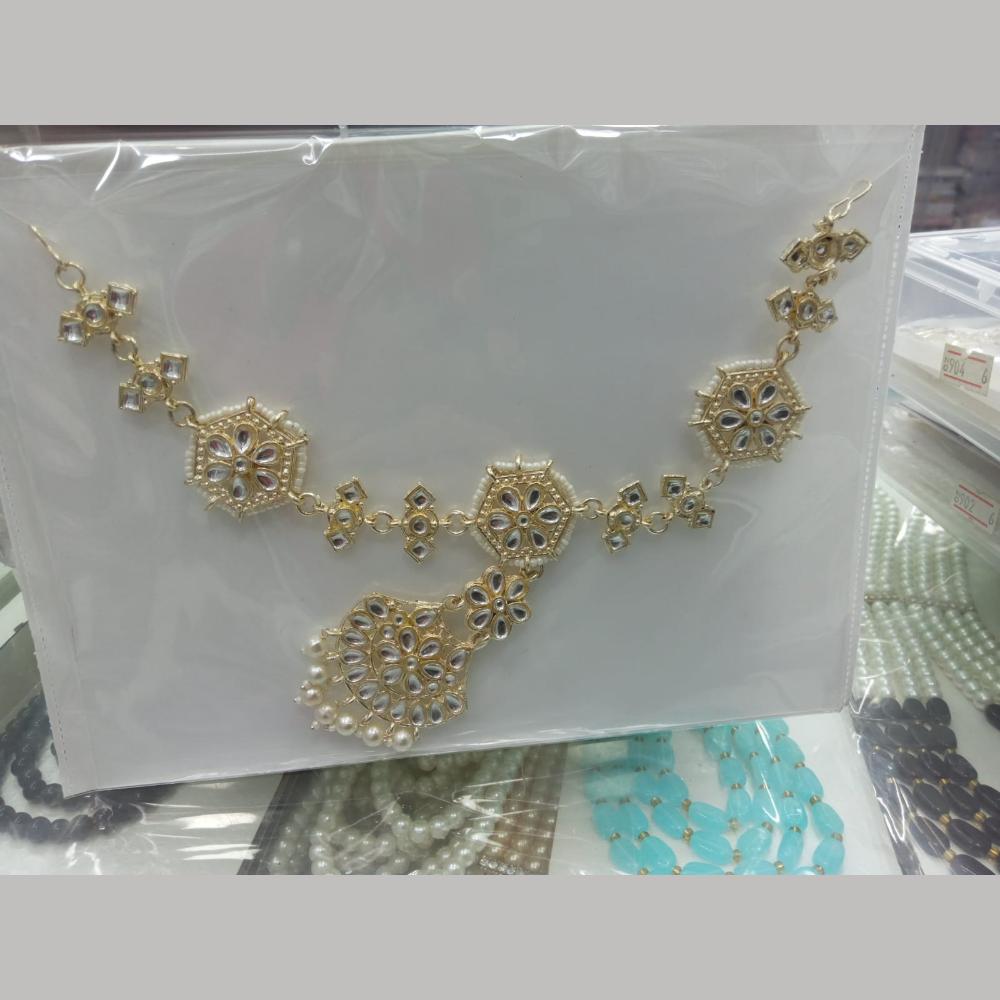 Manisha Jewellery Premium Kundan Stone And Pearl Damini Maangtikka