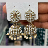 Manisha Crystal & Pearl Antique Gold Plated Jhumki Earrings