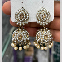 Manisha Crystal & Pearl Antique Gold Plated Jhumki Earrings