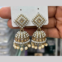 Manisha Crystal & Pearl Antique Gold Plated Jhumki Earrings