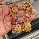 Manisha Pota Stone Gold Plated Peacock Ear Cuff Jhumki Earrings