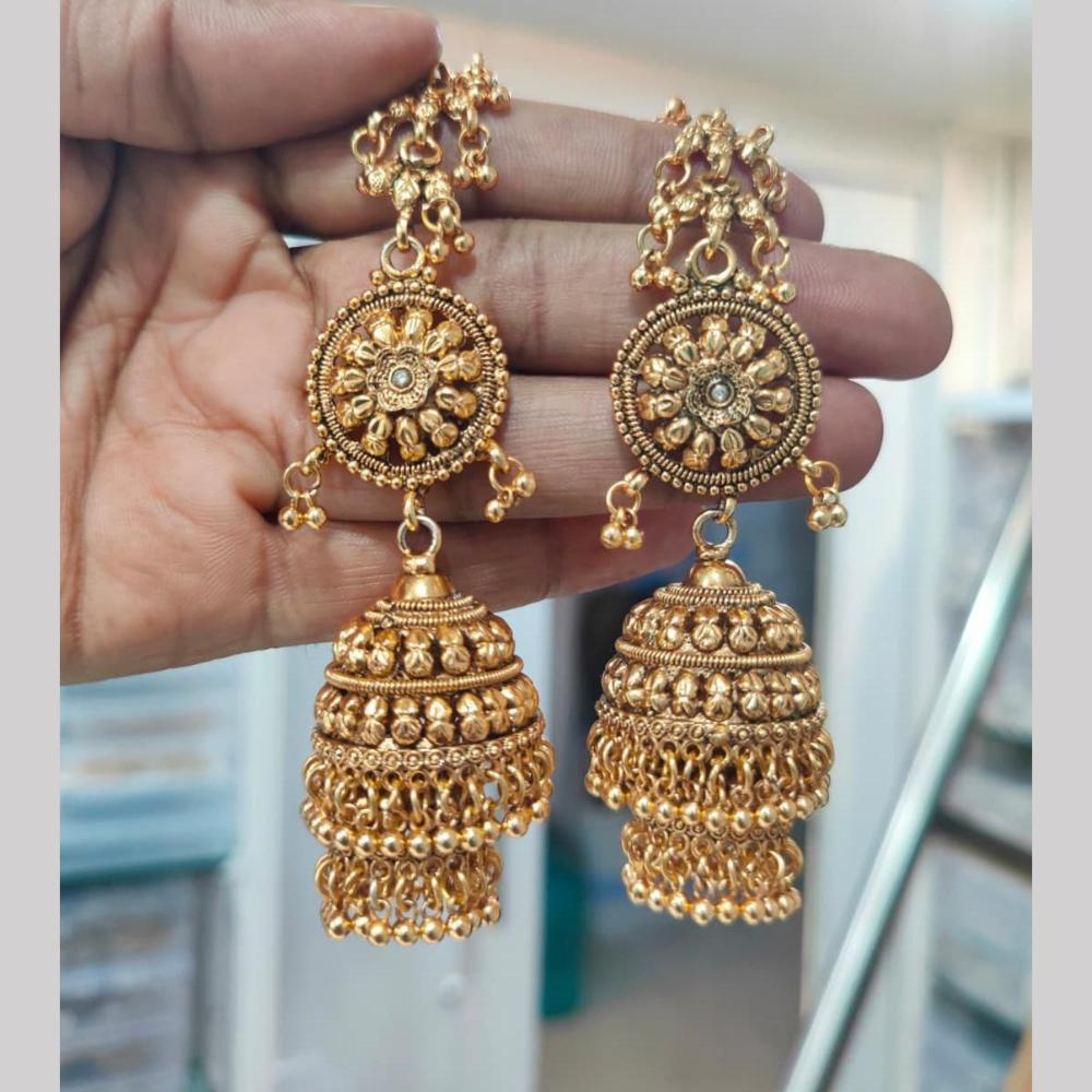 Manisha Gold Plated  Kan Chain Jhumki Earrings