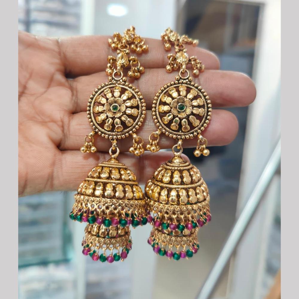 Manisha Gold Plated  Kan Chain Jhumki Earrings