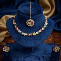 Manisha Gold Plated  Kundan And Austrian Stone Necklace Set