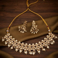 Manisha Gold Plated  Kundan Stone And Beads Necklace Set