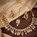 Manisha Gold Plated  Crystal Stone And Beads Necklace Set