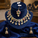 Manisha Gold Plated  Crystal Stone And Pearl Necklace Set