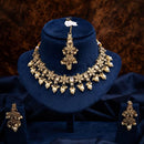 Manisha Gold Plated  Crystal Stone And Pearl Necklace Set