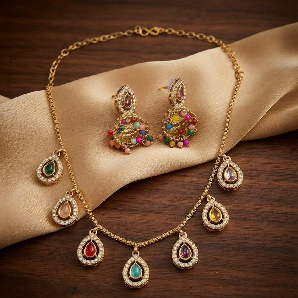 Manisha Gold Plated  Austrian Stone Necklace Set
