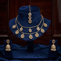Manisha Gold Plated Crystal And Austrian Stone Double Layer Necklace Set